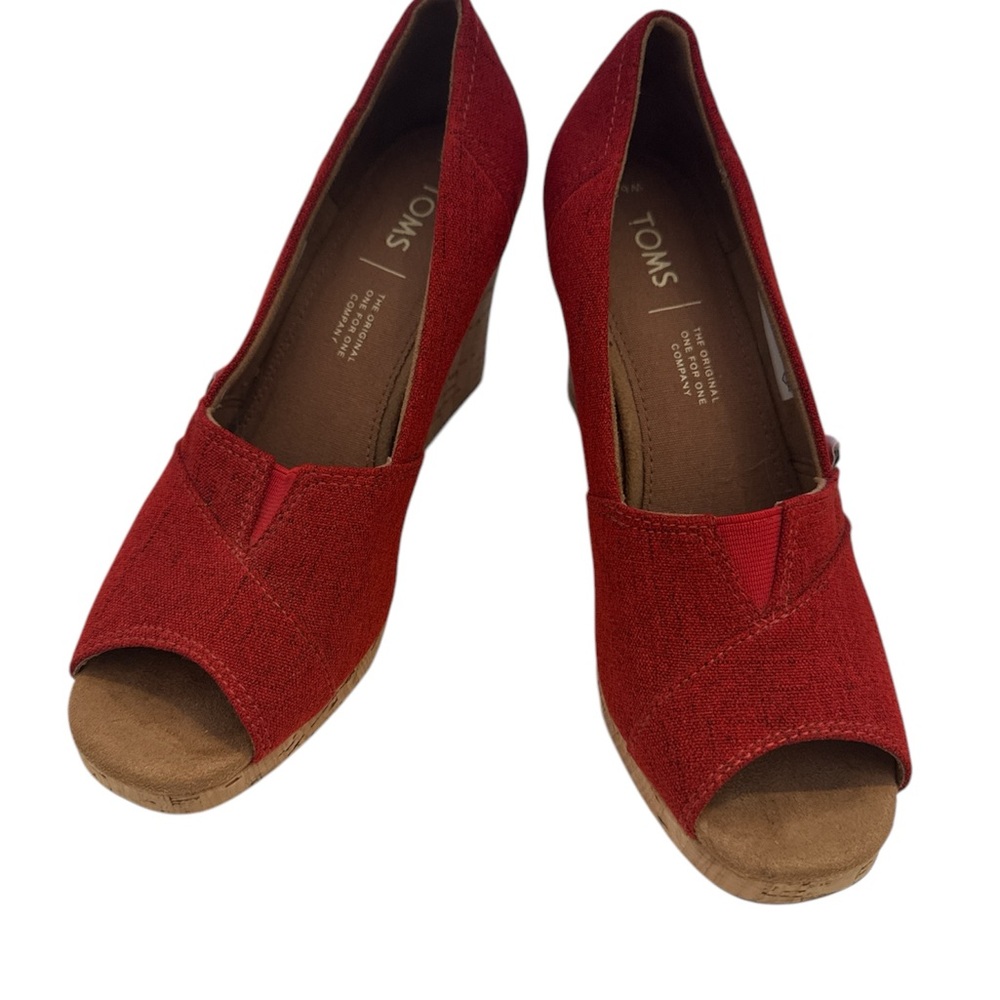 TOMS Women's Red Wedge Shoes